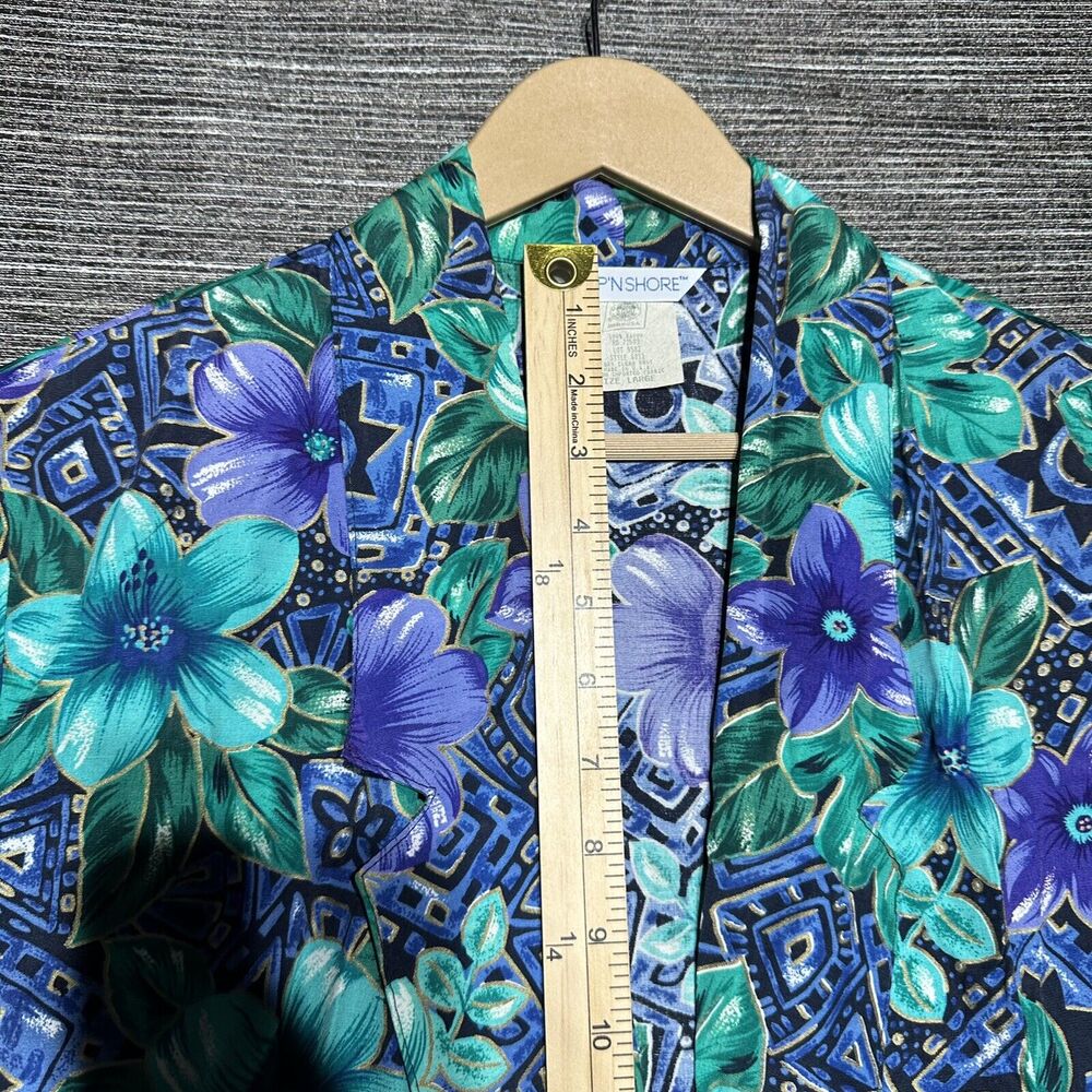 Ship N Shore Vintage Blazer Women's L Blue Green Single Button Made in USA - Picture 5 of 13